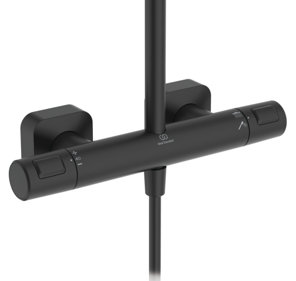 Ideal Standard Ceratherm T25 dušo sistema su termostatiniu maišytuvu, juodos matinės spalvos