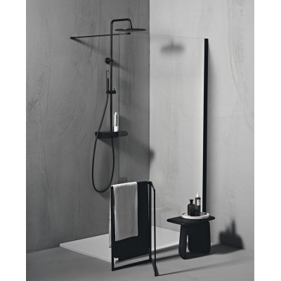 Ideal Standard Ceratherm S200 dušo sistema su termostatiniu maišytuvu, 30 cm lietaus galva, juodos matinės spalvos