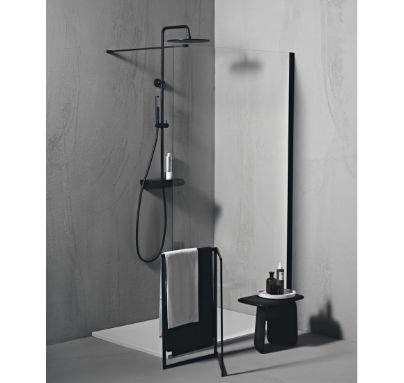 Ideal Standard Ceratherm S200 dušo sistema su termostatiniu maišytuvu, 30 cm lietaus galva, juodos matinės spalvos