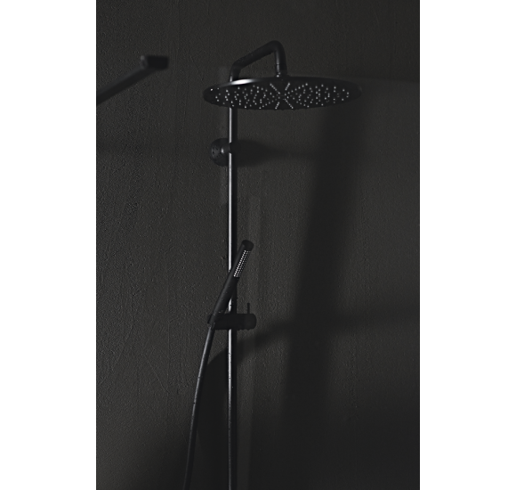 Ideal Standard Ceratherm S200 dušo sistema su termostatiniu maišytuvu, 30 cm lietaus galva, juodos matinės spalvos