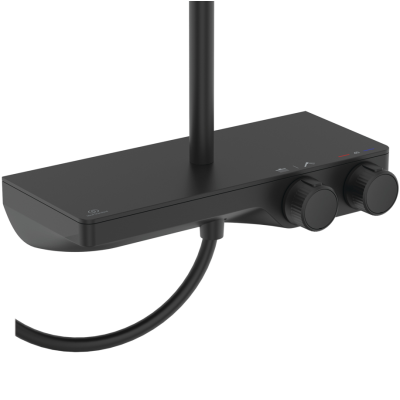 Ideal Standard Ceratherm S200 dušo sistema su termostatiniu maišytuvu, 30 cm lietaus galva, juodos matinės spalvos