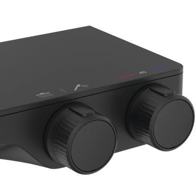 Ideal Standard Ceratherm S200 dušo sistema su termostatiniu maišytuvu, 30 cm lietaus galva, juodos matinės spalvos