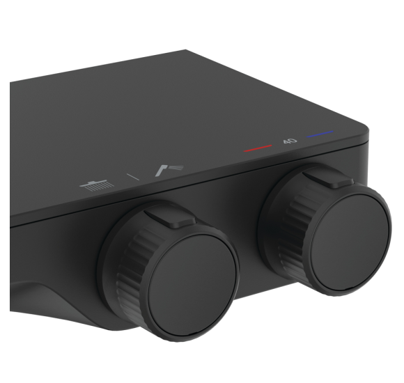 Ideal Standard Ceratherm S200 dušo sistema su termostatiniu maišytuvu, 30 cm lietaus galva, juodos matinės spalvos