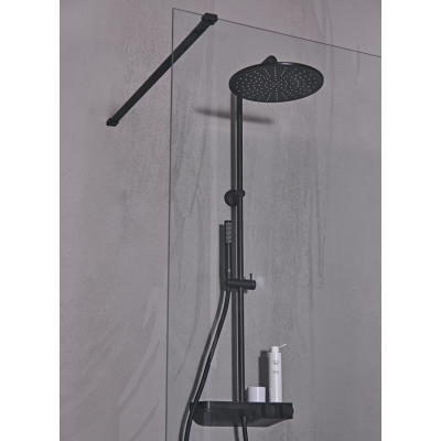 Ideal Standard Ceratherm S200 dušo sistema su termostatiniu maišytuvu, 30 cm lietaus galva, juodos matinės spalvos