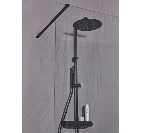Ideal Standard Ceratherm S200 dušo sistema su termostatiniu maišytuvu, 30 cm lietaus galva, juodos matinės spalvos