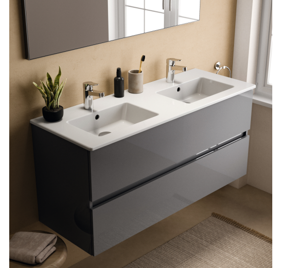 Ideal Standard Eurovit dvigubas montuojamas praustuvas 122 cm, su persipylimo anga, baltos blizgios spalvos