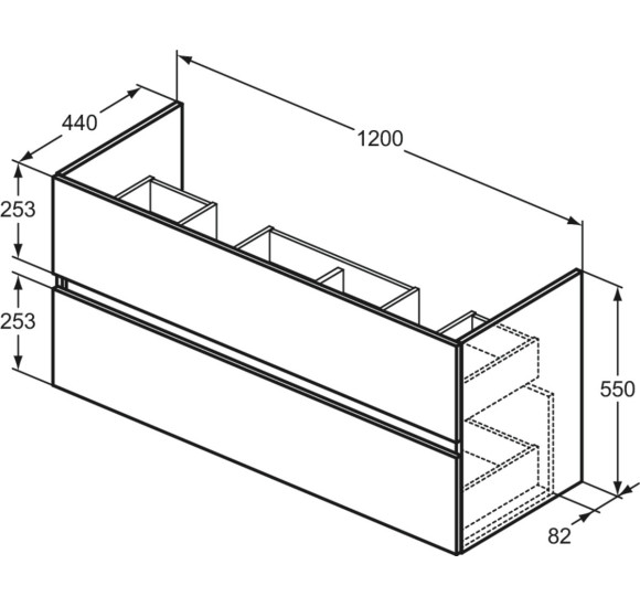 Ideal Standard Eurovit pakabinama vonios spintelė 120 cm, pasirinkite spalvą