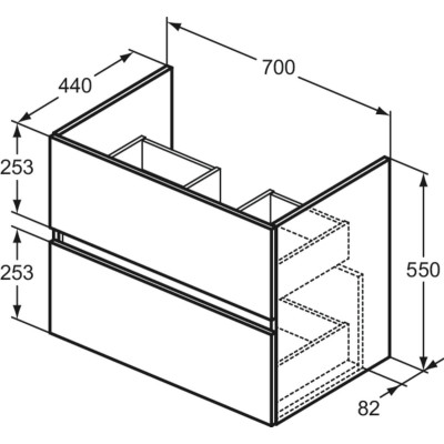Ideal Standard Eurovit pakabinama vonios spintelė 70 cm, pasirinkite spalvą
