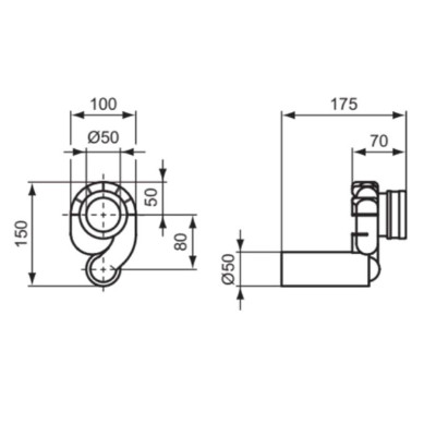 Ideal Standard horizontalus pisuaro sifonas, K822367
