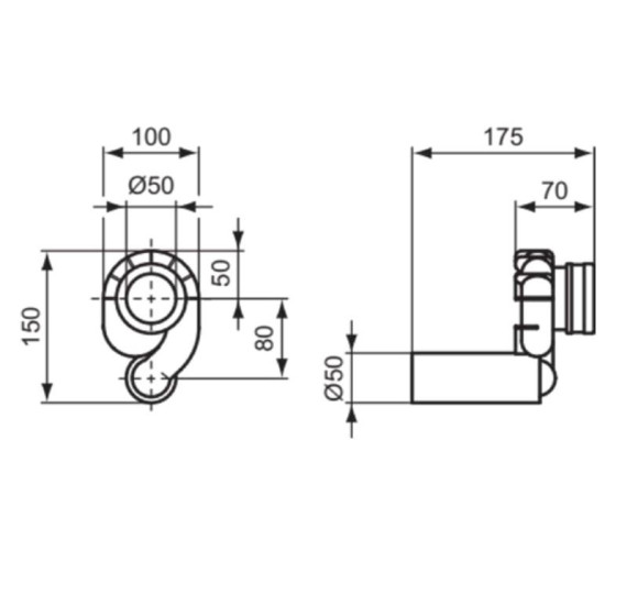 Ideal Standard horizontalus pisuaro sifonas, K822367