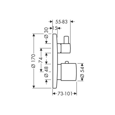 IŠPARDAVIMAS. Axor Uno potinkinis termostatinis maišytuvas dušui, brushed black chrome