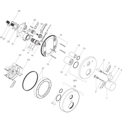 IŠPARDAVIMAS. Axor Uno potinkinis termostatinis maišytuvas dušui, brushed black chrome