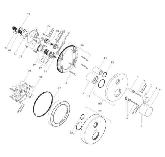 IŠPARDAVIMAS. Axor Uno potinkinis termostatinis maišytuvas dušui, brushed black chrome