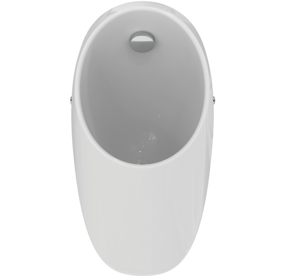 Ideal Standard i.life Rimless pisuaras, pajungimas iš galo, komplekte sifonas ir pajungimo elementai, baltos blizgios spalvos