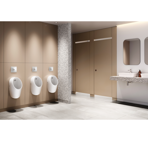 Ideal Standard i.life Rimless pisuaras, pajungimas iš galo, komplekte sifonas ir pajungimo elementai, baltos blizgios spalvos