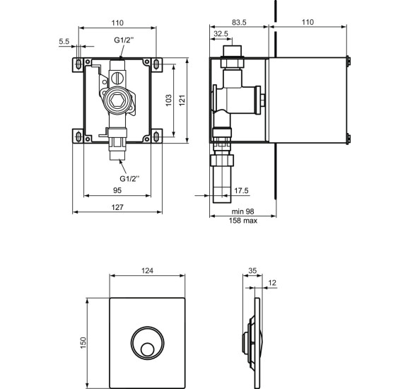 Ideal Standard Septa Pro™ U3 pisuaro mytukas su potinkiniu nuleidimo mechanizmu, pasirinkite spalvą