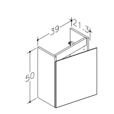 Kamė MINI vonios spintelė, be praustuvo 39x21x50, pasirenkama spalva