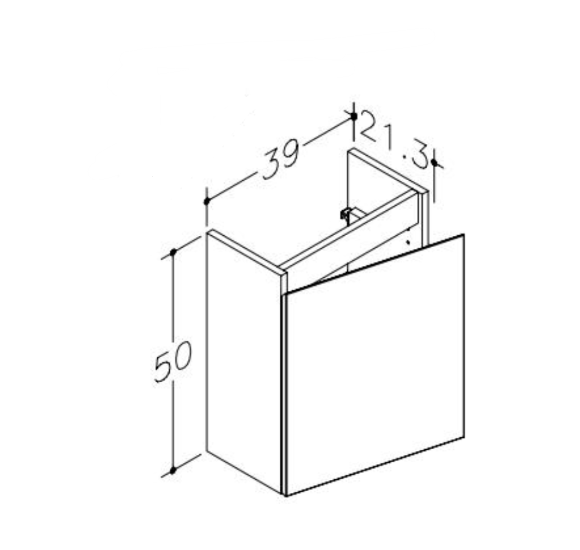 Kamė MINI vonios spintelė, be praustuvo 39x21x50, pasirenkama spalva