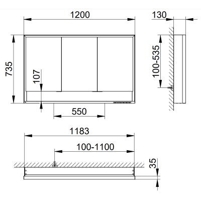 KEUCO Royal Lumos pakabinama veidrodinė spintelė su apšvietimu 120 x 73 x 13 cm, šoninė apdaila aliuminis anoduotas