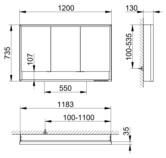 KEUCO Royal Lumos pakabinama veidrodinė spintelė su apšvietimu 120 x 73 x 13 cm, šoninė apdaila aliuminis anoduotas