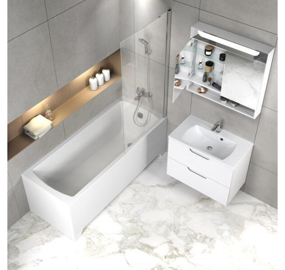 Ravak MC Classic II veidrodinė spintelė 80 x 14 x 76 cm, su LED apšvietimu, balta šoninė apdaila