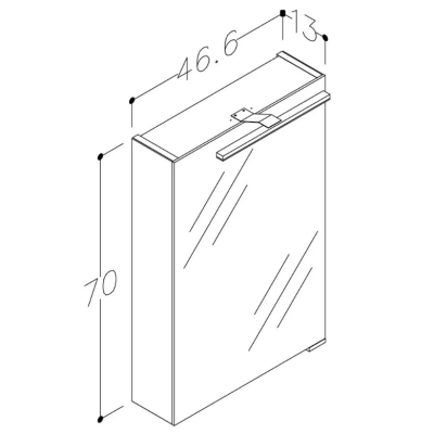 KAMĖ Garda veidrodinė spintelė su LED apšvietimu, 46 x 70 x 13 cm