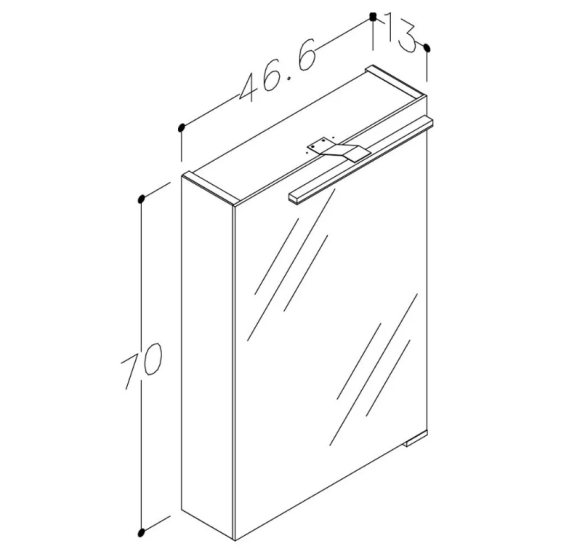 KAMĖ Garda veidrodinė spintelė su LED apšvietimu, 46 x 70 x 13 cm