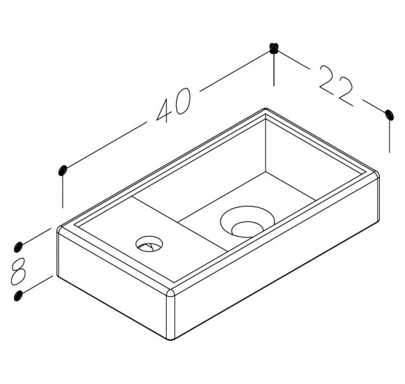 Kamė MINI praustuvas, skirtas spintelei 40x22x8, pasirinkite spalvą