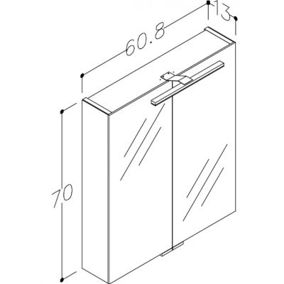 KAMĖ Garda veidrodinė spintelė su LED apšvietimu 60 x 70 x 13 cm