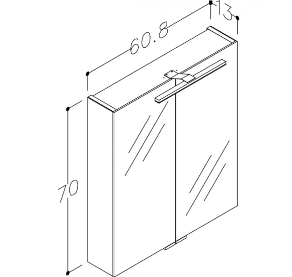 KAMĖ Garda veidrodinė spintelė su LED apšvietimu 60 x 70 x 13 cm