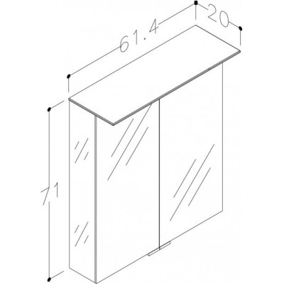KAMĖ Vetro veidrodinė spintelė su LED apšvietimu 60 x 71 x 13 cm