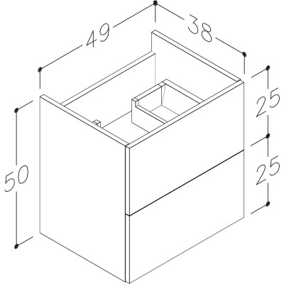 KAMĖ Duet kompaktiška pakabinama vonios spintelė, 49x38x50cm