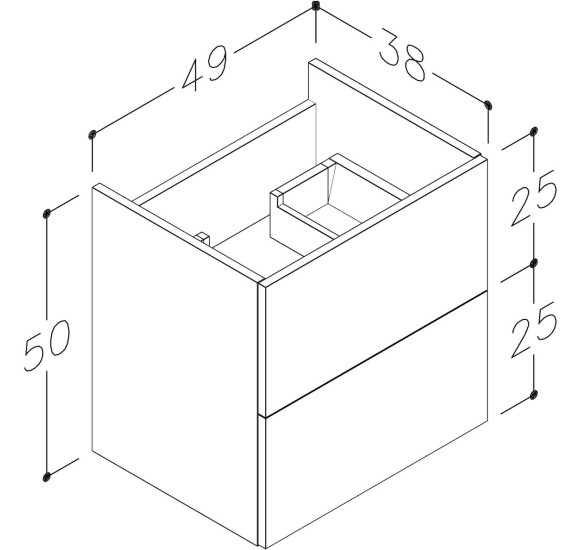KAMĖ Duet kompaktiška pakabinama vonios spintelė, 49x38x50cm