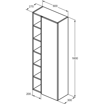 Ideal Standard Finesse pakabinama ūkinė spintelė, 60 x 160 cm, pasirinkite spalvą