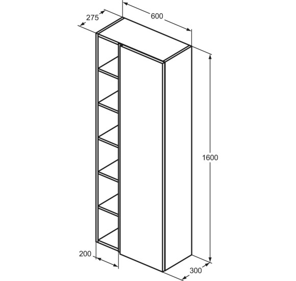 Ideal Standard Finesse pakabinama ūkinė spintelė, 60 x 160 cm, pasirinkite spalvą