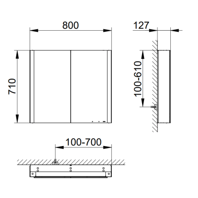 KEUCO Somaris pakabinama veidrodinė spintelė su apšvietimu  80 x 71 x 12 cm, pasirinkite spalvą