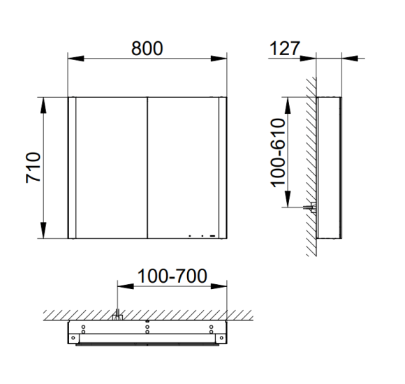 KEUCO Somaris pakabinama veidrodinė spintelė su apšvietimu  80 x 71 x 12 cm, pasirinkite spalvą