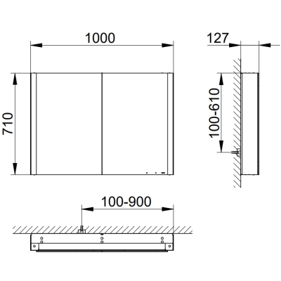 KEUCO Somaris pakabinama veidrodinė spintelė su apšvietimu 100 x 71 x 12 cm, pasirinkite spalvą