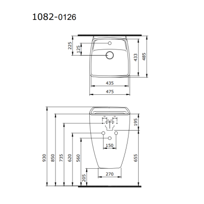 IŠPARDAVIMAS. BOCCHI praustuvas Firenze Monoblok 485x475 (1082), juodas matinis