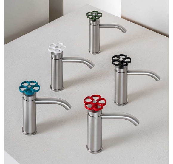 QD MagistroLab Flora 63 praustuvo maišytuvas, nikelio spalva, pasirinkite maišytuvo rankenėlės spalvą