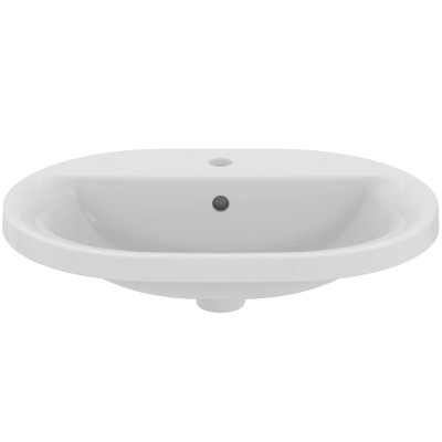 Ideal Standard CONNECT į stalviršį įleidžiamas praustuvas, 62 cm, su skyle maišytuvui, baltos blizgios spalvos