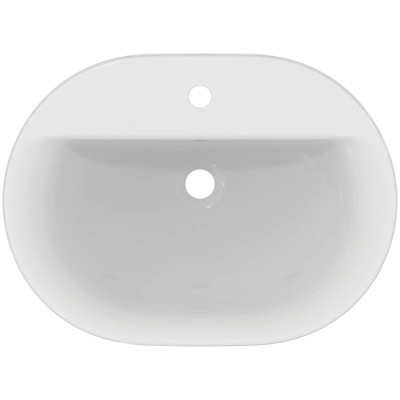 Ideal Standard CONNECT į stalviršį įleidžiamas praustuvas, 62 cm, su skyle maišytuvui, baltos blizgios spalvos