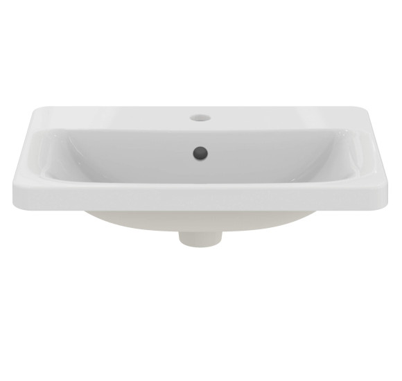 Ideal Standard CONNECT į stalviršį įleidžiamas praustuvas, 58 cm, su skyle maišytuvui, baltos blizgios spalvos