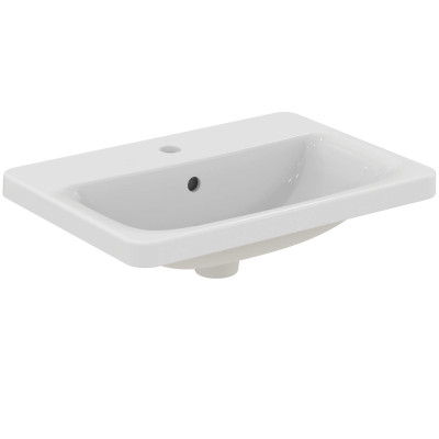 Ideal Standard CONNECT į stalviršį įleidžiamas praustuvas, 58 cm, su skyle maišytuvui, baltos blizgios spalvos