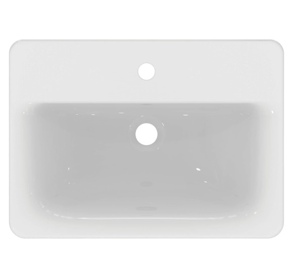 Ideal Standard CONNECT į stalviršį įleidžiamas praustuvas, 58 cm, su skyle maišytuvui, baltos blizgios spalvos