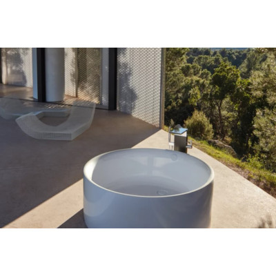 BettePond Silhouette apvali plieninė vonia 150 cm skersmens, baltos spalvos
