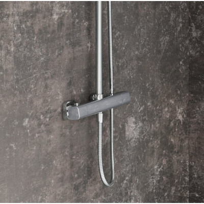 RAVAK F 091.00CR Dušo stovas 10° Free su termostatiniu maišytuvu ir dušo komplektu, reguliuojamo aukščio, pasirinkite spalvą