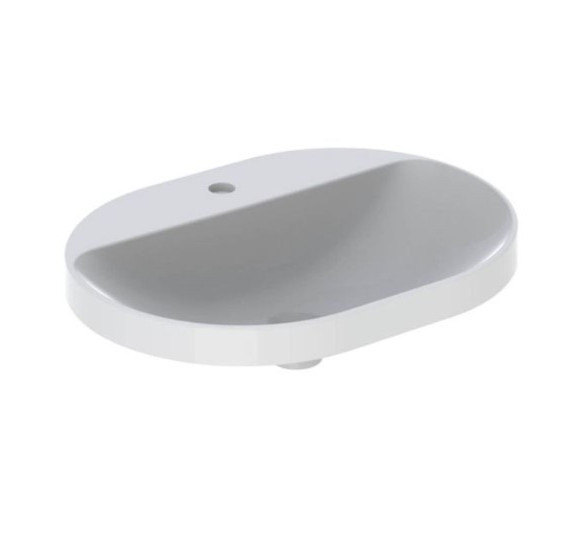 Geberit VARIFORM įleidžiamas praustuvas, elipsė su skyle maišytuvui, 60 cm