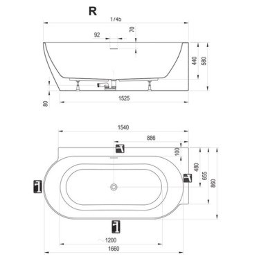 Ravak vonia Freedom Corner II Tec 175 x 86