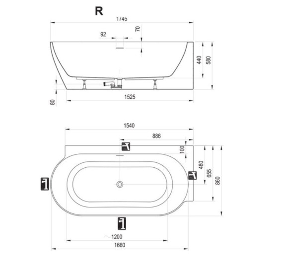 Ravak vonia Freedom Corner II Tec 175 x 86